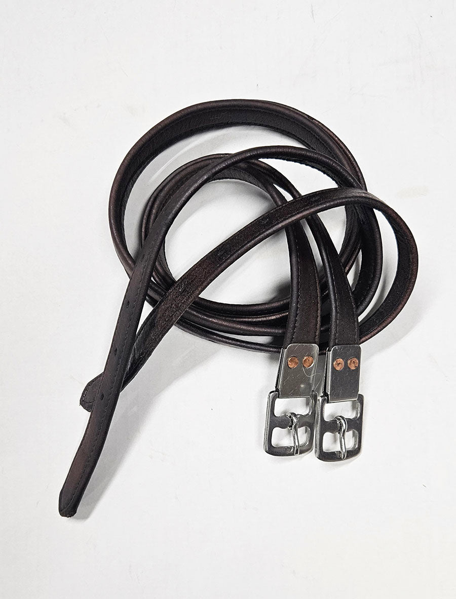 thumbnail image 2 of TMD 80cm Classic Dressage Stirrup Leathers - Non-Stretch Calfskin, Black 2 of 6
