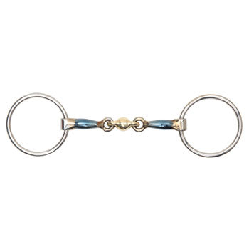 Shires Blue Alloy Brass Center 3 Piece Loose Ring Snaffle