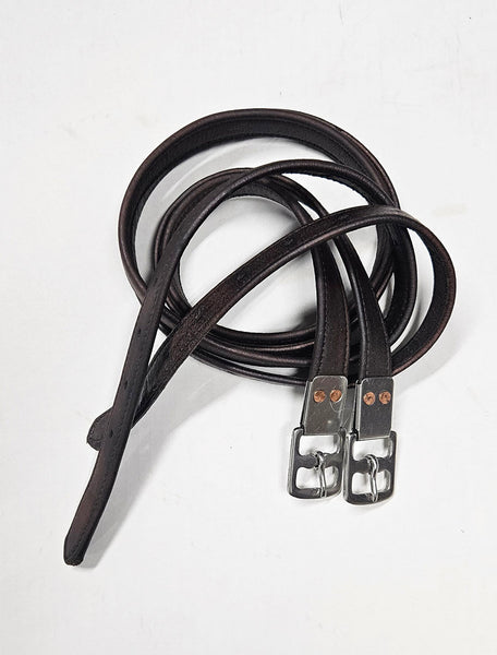 Calf wrapped, nylon core, no stretch stirrup leathers - 54" Brown-CLEARANCE