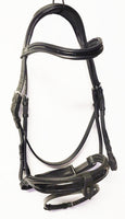 Italian Leather Dressage Bridle with Patent Leather Accents-CLEARANCE