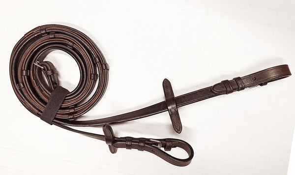 Classic Rubber Lined Leather Reins with Hand Stops