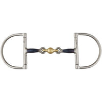 Shires Blue Alloy Brass Center 3 Piece Dee Ring Snaffle