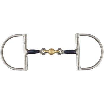 Shires Blue Alloy Brass Center 3 Piece Dee Ring Snaffle