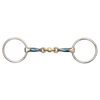 Shires Blue Alloy Brass Center 3 Piece Loose Ring Snaffle